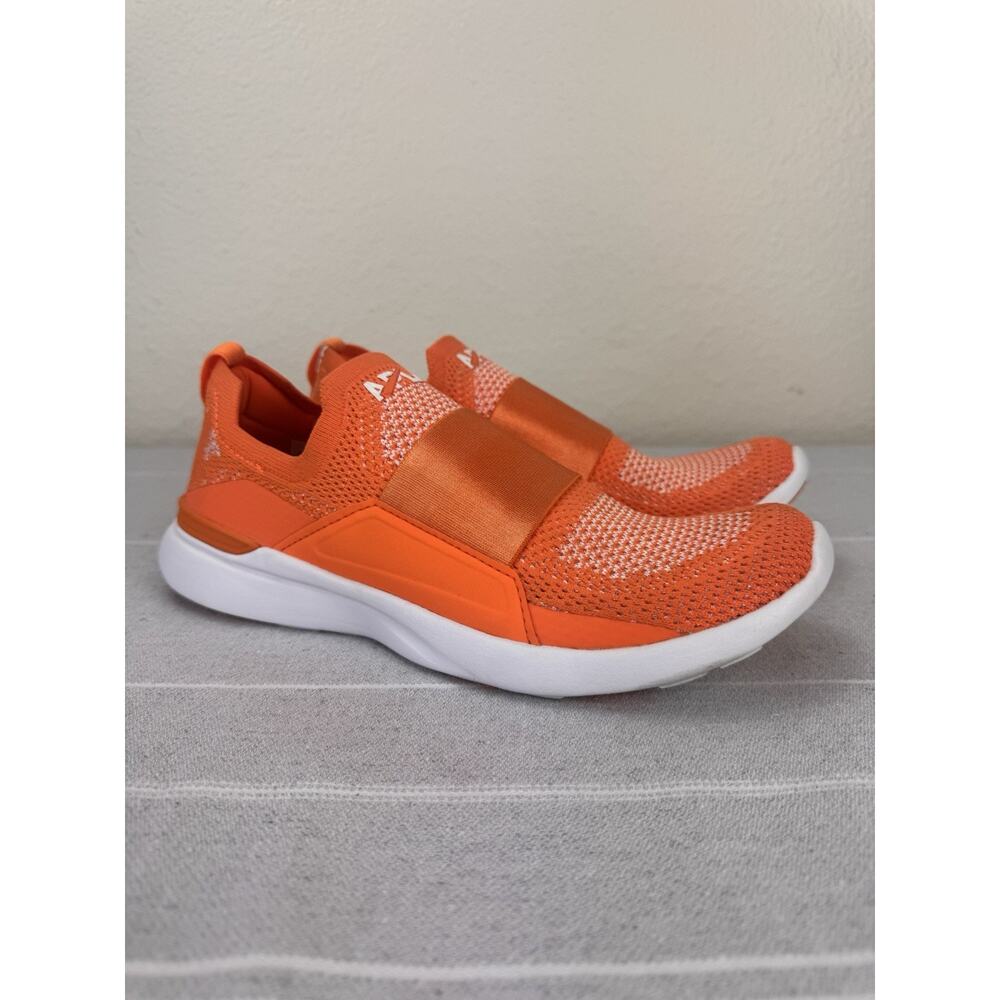APL TechLoom Bliss Slip On Stretch Running Shoe Orange Metallic Pearl White 6.5